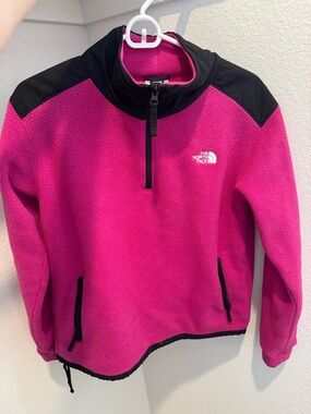 The North Face Pink and Black Half-Zip Fleece Pullover
